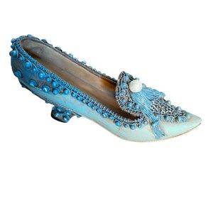 Miniature Heel Shoe Victorian Ceramic Resin Ornate Mini Collectible Knick Knack